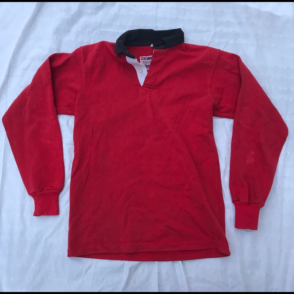 Vintage Red Crossbar Athletics Rugby Shirt